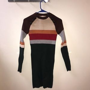 Wool Blend Stretch Knit Mini Dress